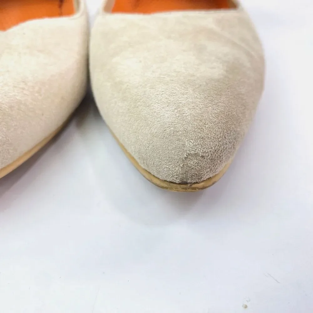 Rocket Dog Leather Nubuck Neutral Beige Loafer Flats Straps Pointed Toe Career